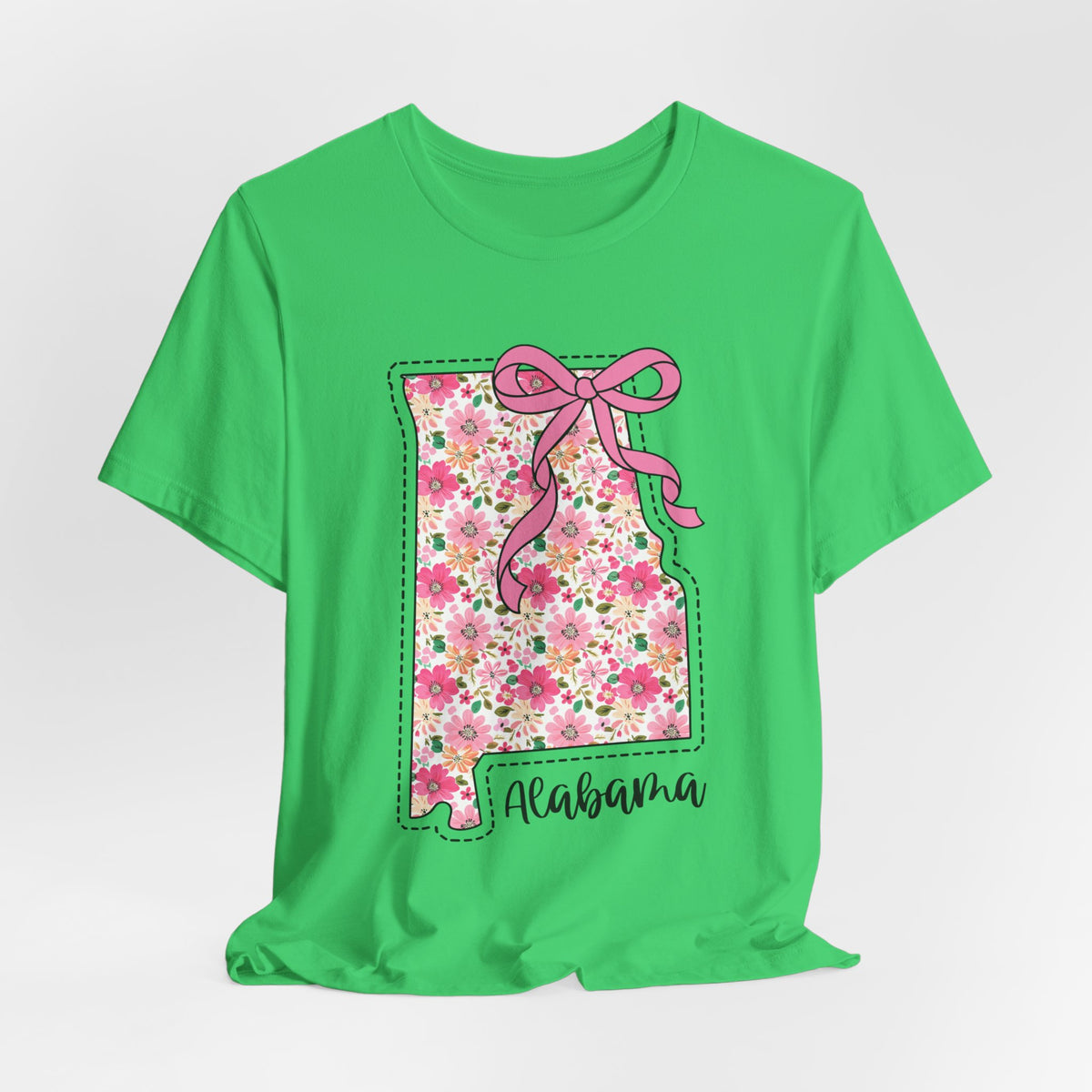 Alabama Floral State Tee — Pink Bow & Script