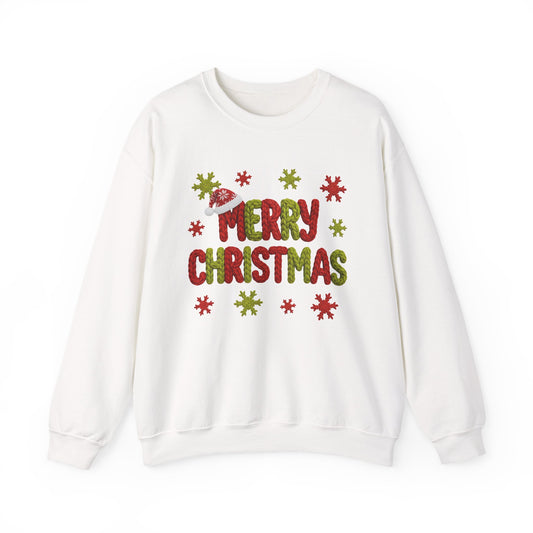 Merry Christmas Festive Yarn Holiday Sweatshirt Christmas Crewneck