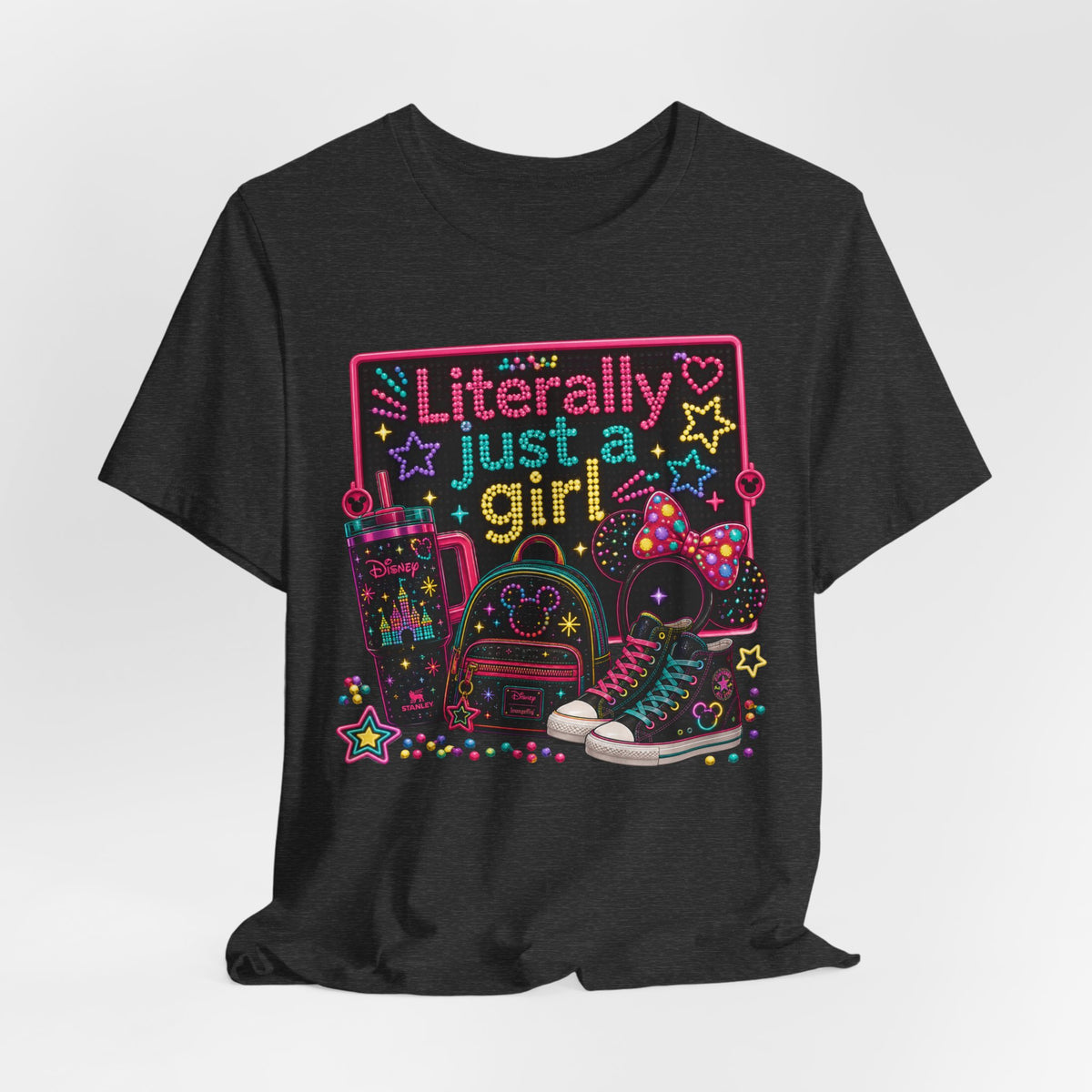 Literally Just a Girl Graphic Tee — Cute Neon Back-to-School Shirt
