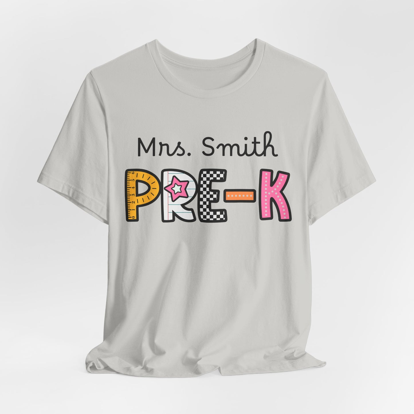 Personalized Colorful PRE-K Teacher Graphic Tee