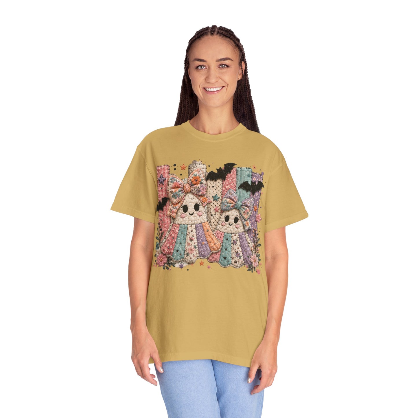 Quilted Cute Ghost Sisters Halloween T-Shirt