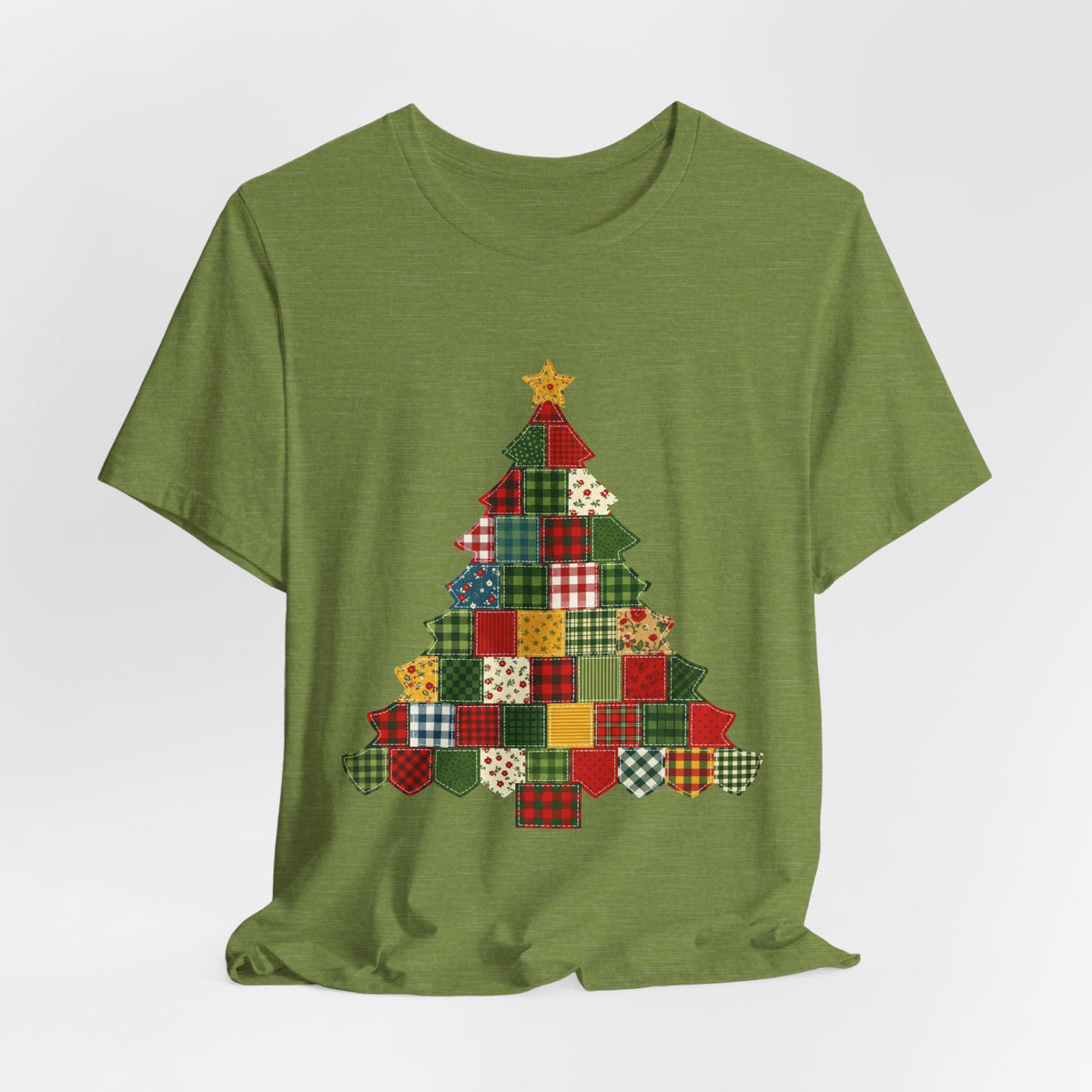 Faux Patchwork Christmas Tree Tee