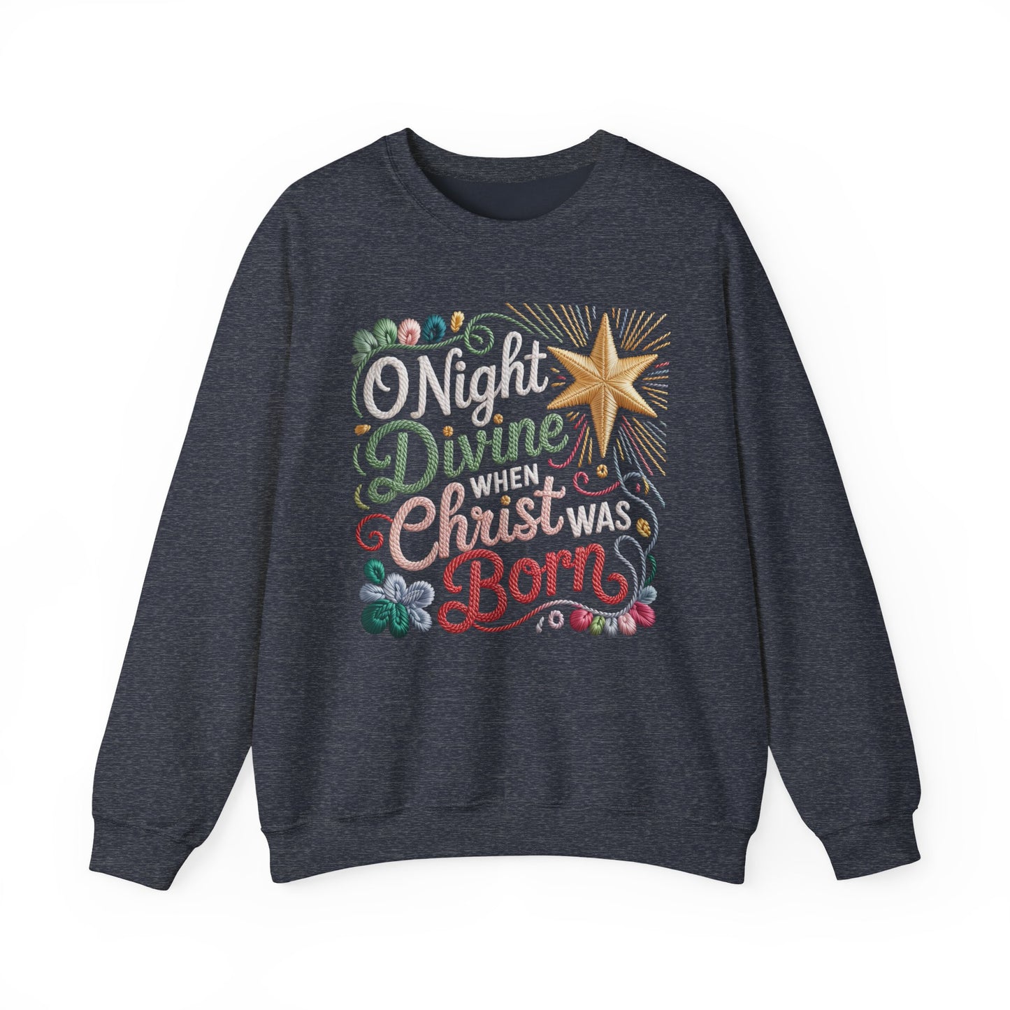 O Holy Night Divine Christmas Star Holiday Sweatshirt Christmas Crewneck