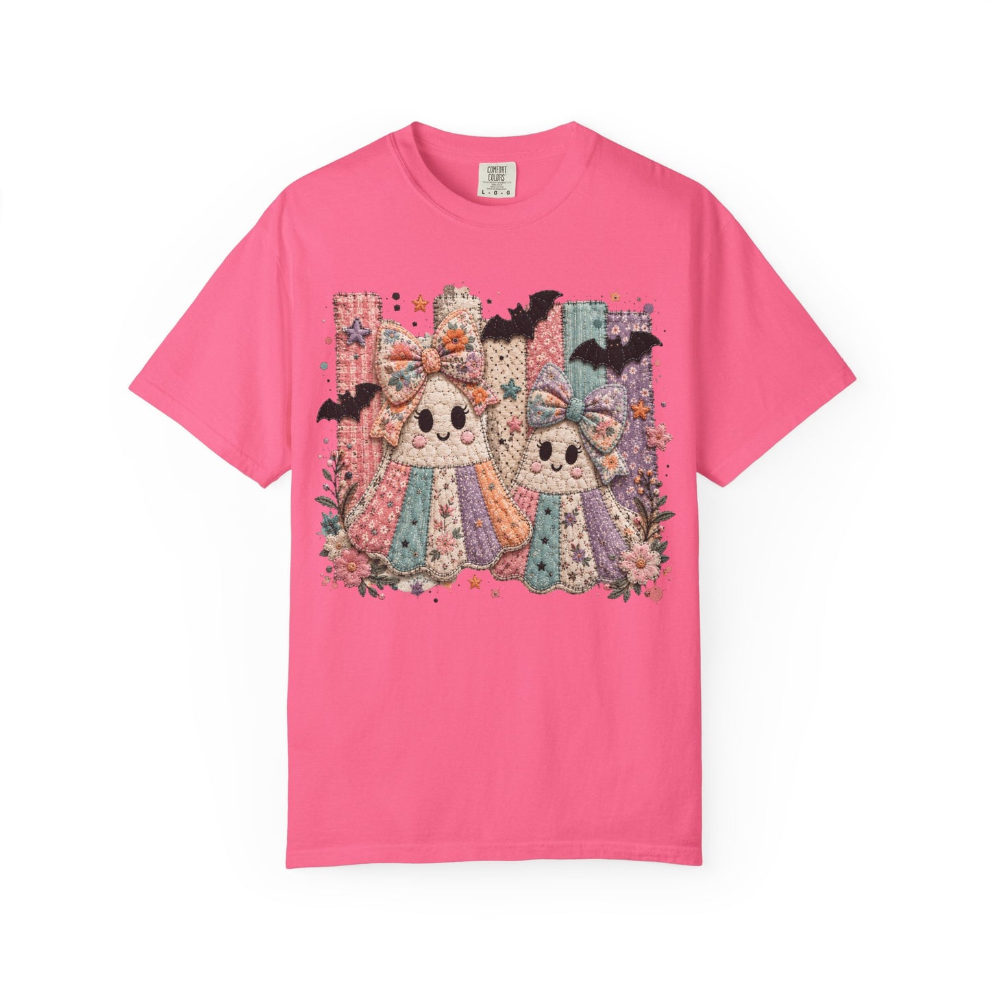 Quilted Cute Ghost Sisters Halloween T-Shirt