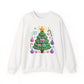 Cute Yarn Christmas Tree, Candy Cane & Ornaments Holiday Crewneck Sweatshirt