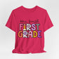 Personalized Colorful First Grade Teacher Graphic Tee