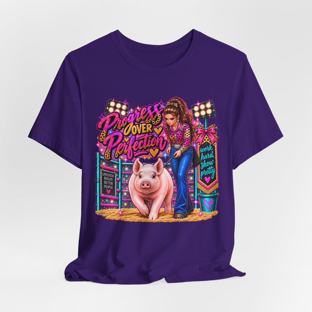 "Progress Over Perfection" Show Pig Tee