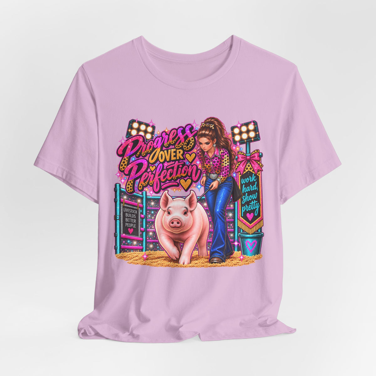 "Progress Over Perfection" Show Pig Tee