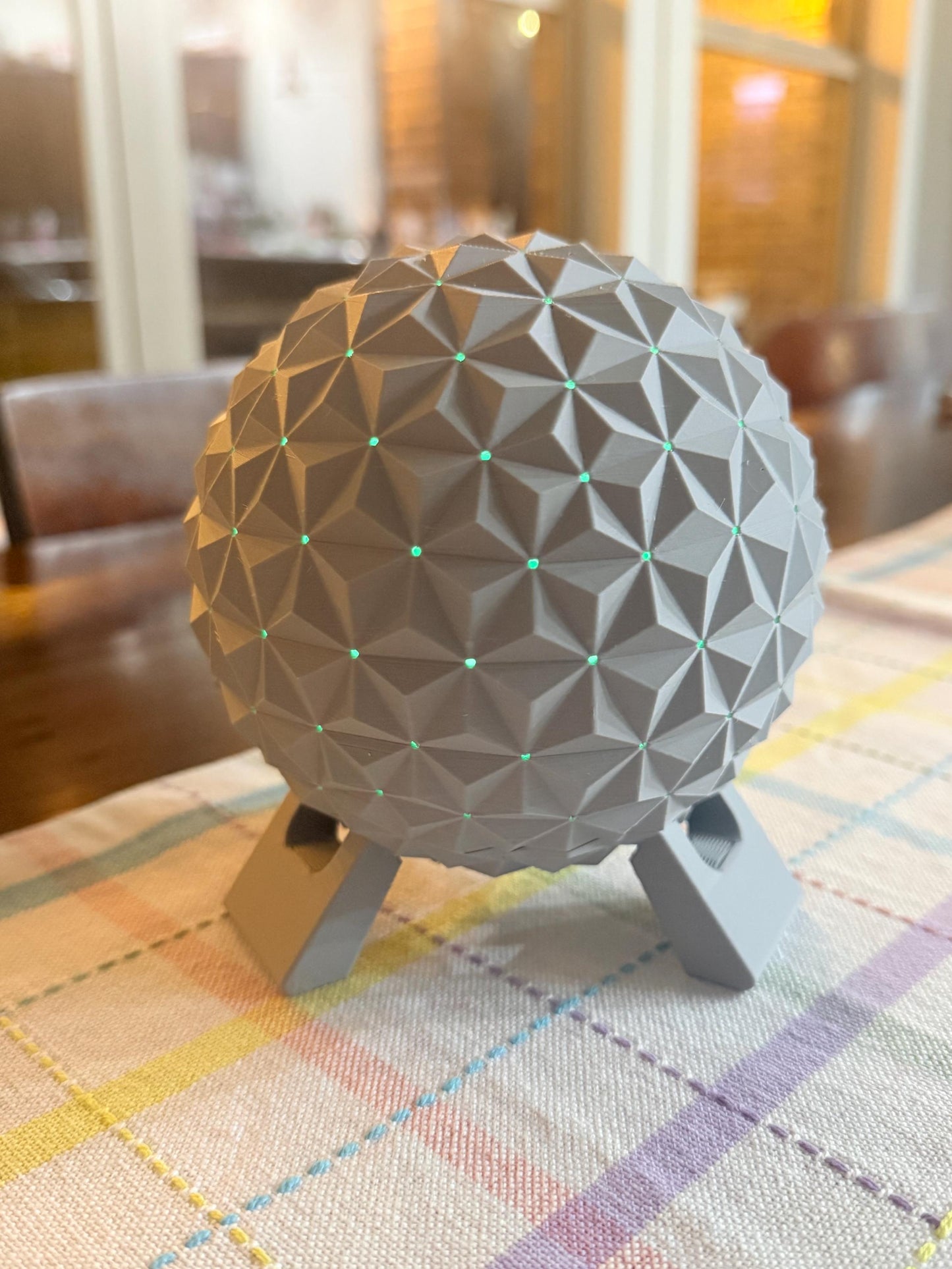 Futuristic Geodesic Sphere Lamp | Theme Park Inspired LED Light | Sci-Fi Home Decor