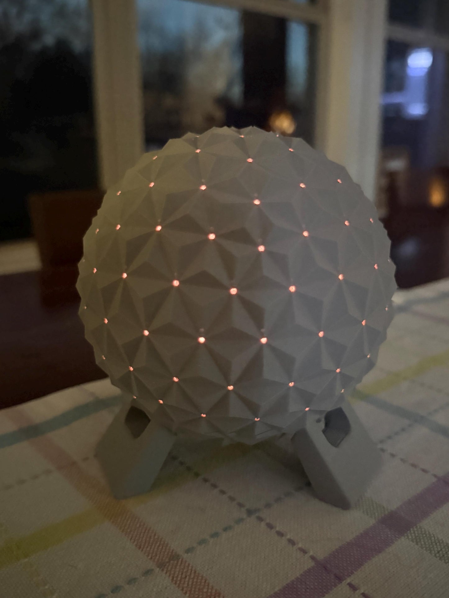 Futuristic Geodesic Sphere Lamp | Theme Park Inspired LED Light | Sci-Fi Home Decor