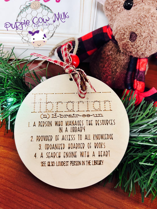 School Librarian Definition Ornament