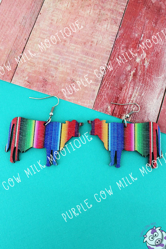 Serape Cow Earrings