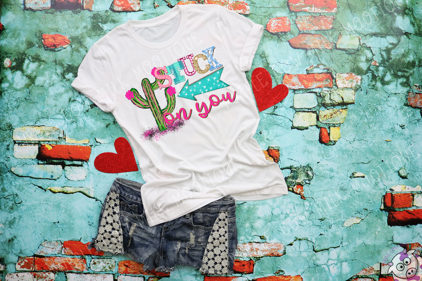 Stuck on You Marquee Letters Sublimation Print Tee