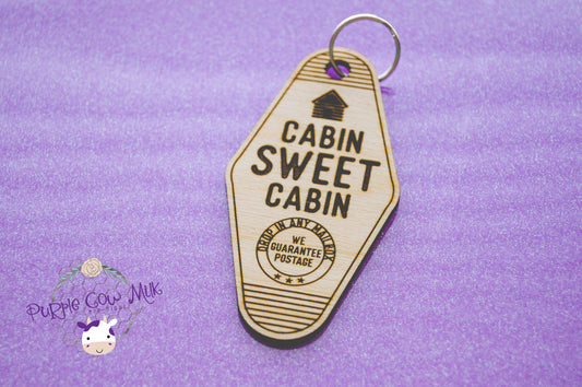 Cabin Sweet Cabin Vintage Motel Key Ring