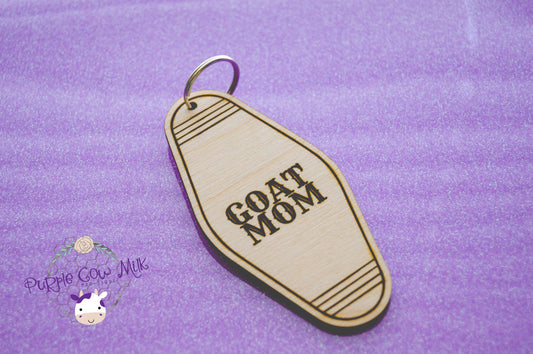 Goat Mom Vintage Motel Key Ring