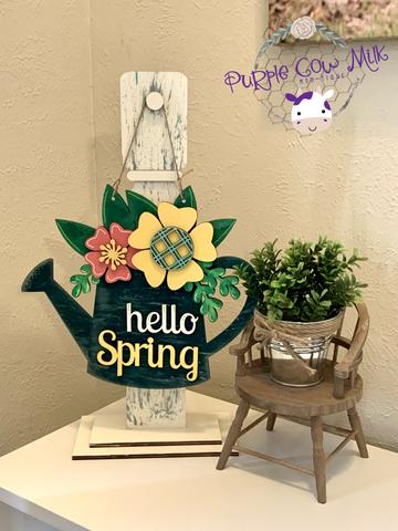 Hello Spring Water Can Door Hanger