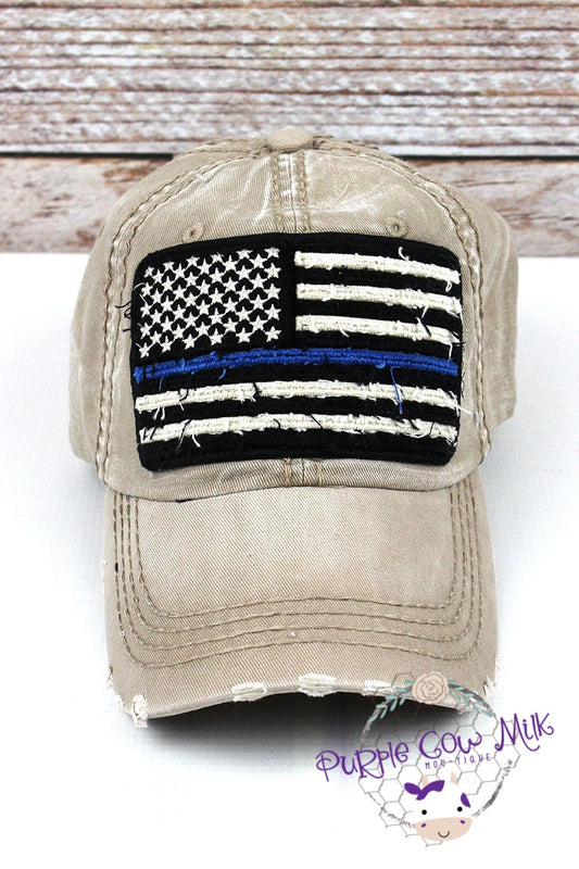 Thin Blue Line Back the Blue Cap Distressed