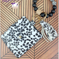 Cow Beaded Bracelet Keychain with ID Card Holder