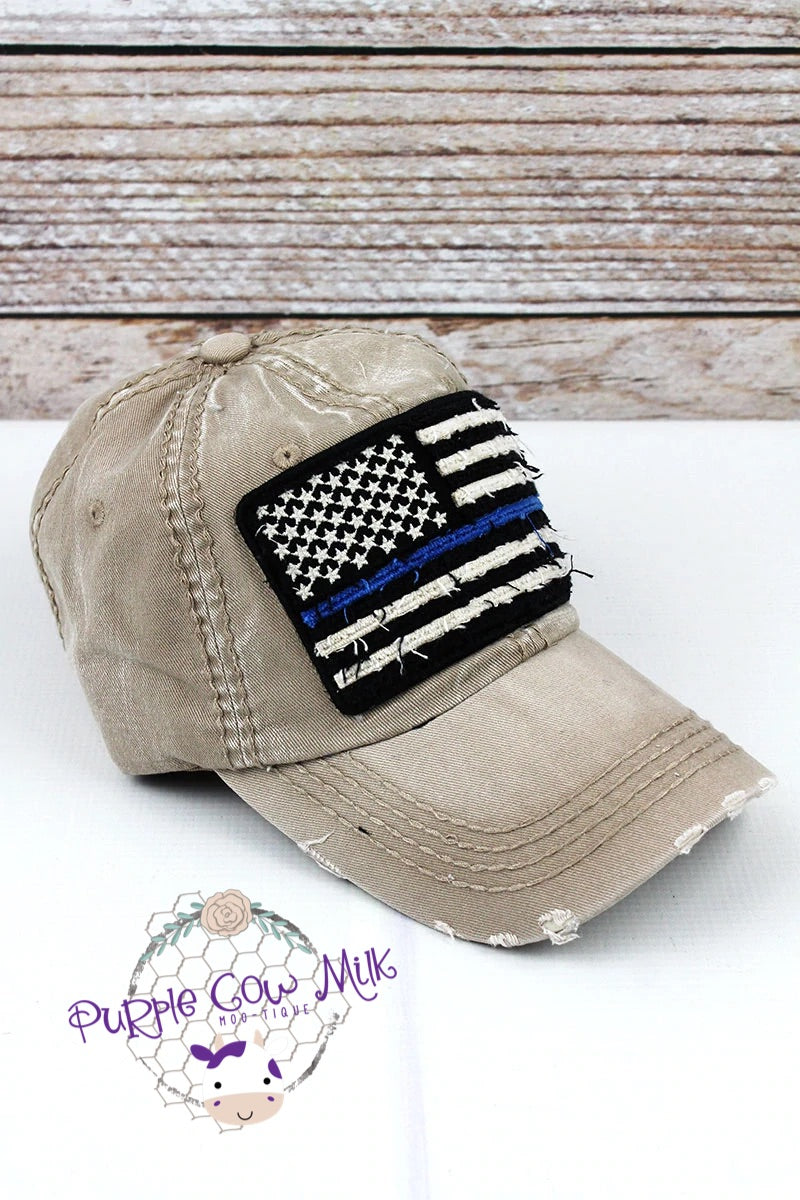 Thin Blue Line Back the Blue Cap Distressed