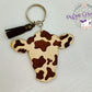 Cow Print Cow Head Key Ring