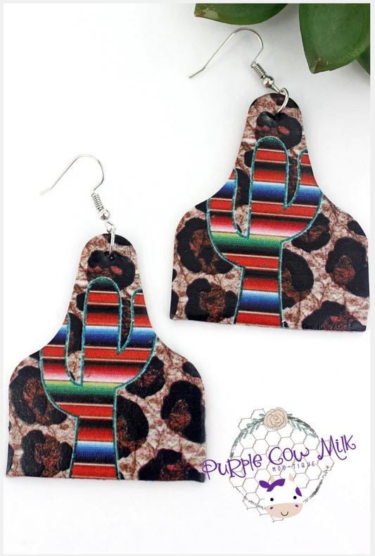 Wild Painted Desert Cattle Tag Earrings