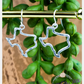 Worn Silvertone Texas Outline Earrings