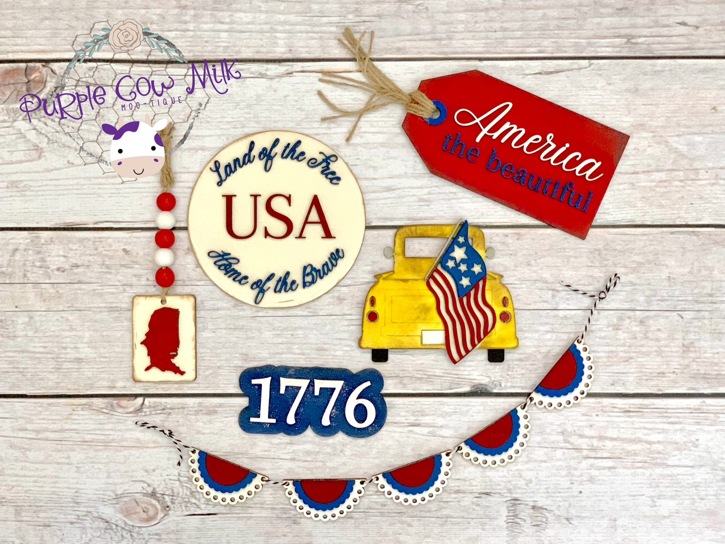 Vintage Fourth of July Tiered Tray