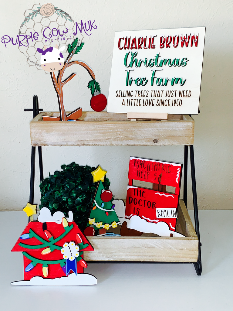 christmas tea towel, charlie brown and co tree farm christmas