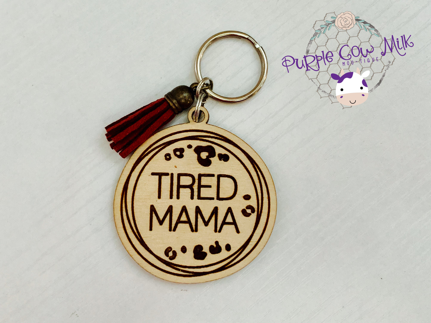 Leopard Tired Mama Key Ring