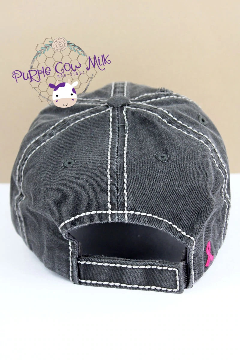 Pink Ribbon Cap Distressed