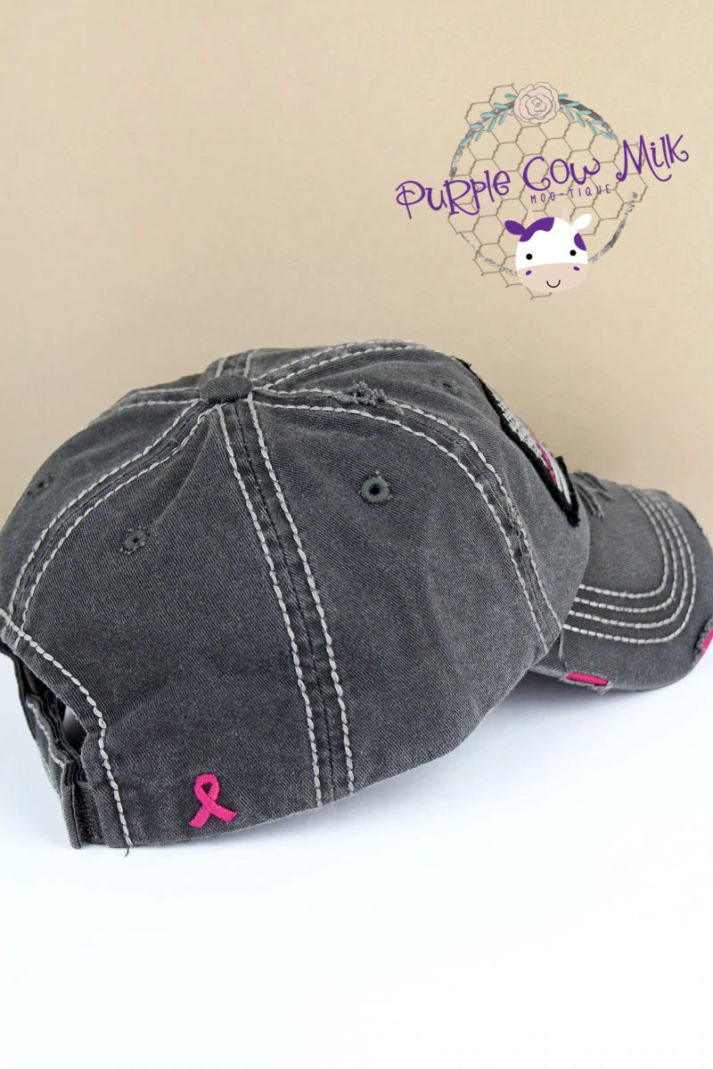 Pink Ribbon Cap Distressed