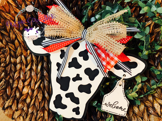 Cow Print Door Hanger with Ear Tag