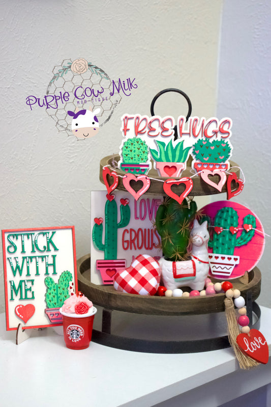 Cactus Valentine's Day Tiered Tray Bundle